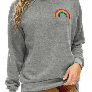Aviator Nation Embroidered Rainbow Crewneck Sweatshirt Heather grey size M